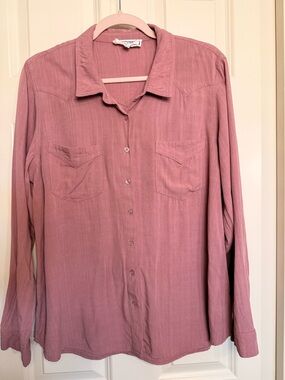 Hippie Rose 100% Rayon Dusty Rose Button-Up Shirt With Western Details